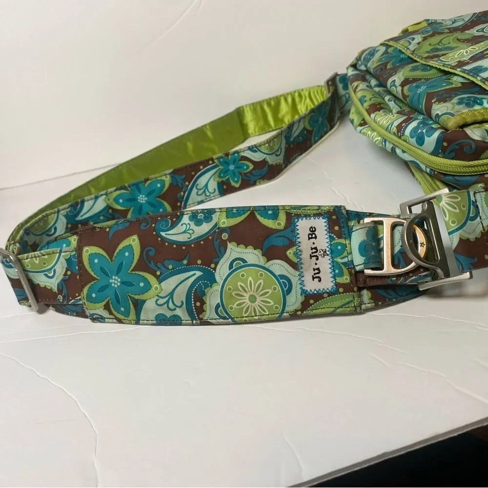 Ju Ju Be Diaper Bag Green Blue Brown Paisley Floral Design